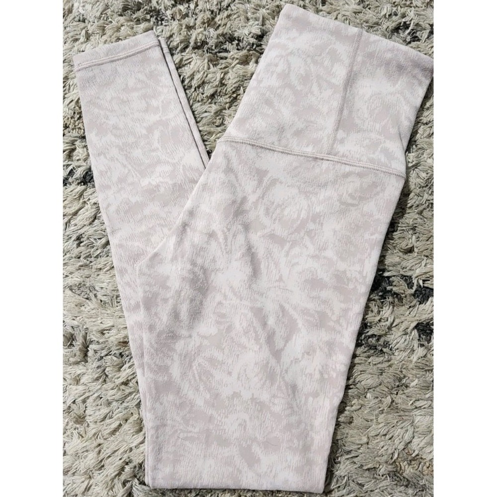 ATHLETA Elation Textured Yoga Pant Tights Floral Pink High Rise Knit 631920 Sz S